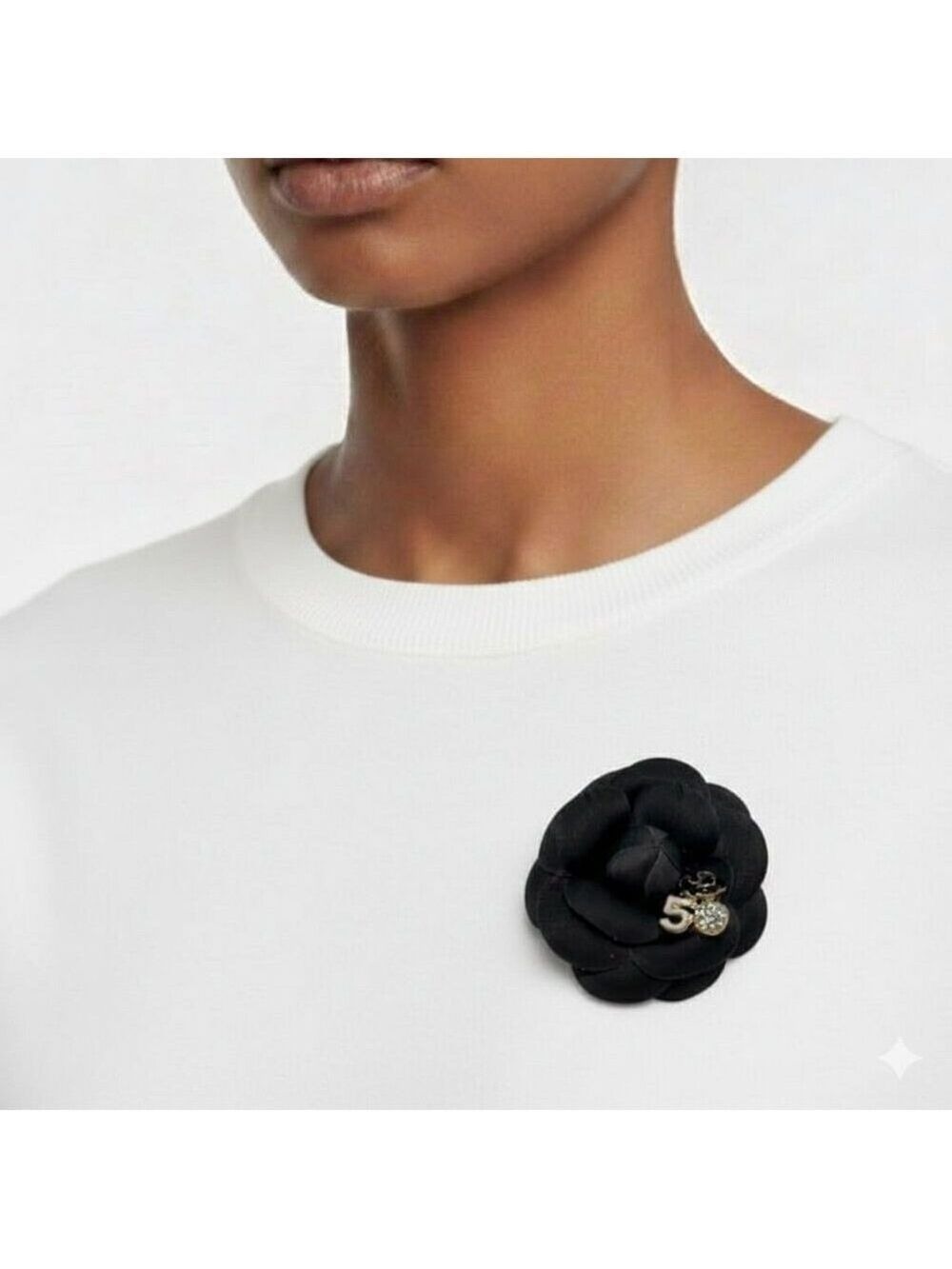 Camellia Style Flower Brooch | Designer-Inspired Luxury Pin | Black Tone